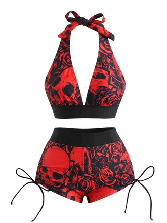 1950s Print Modest Tankini Set 7