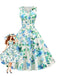 1950s Floral V Neck Vintage Dress 2