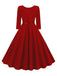 This 1950s Solid Belted Swing Dress wraps her in 1950s elegance, one twirl at a time