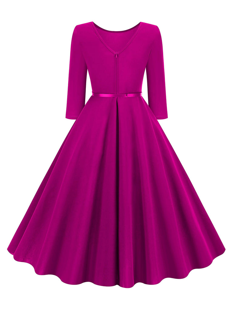 1950s Solid Belted Swing Dress: where 1950s romance meets her modern spirit