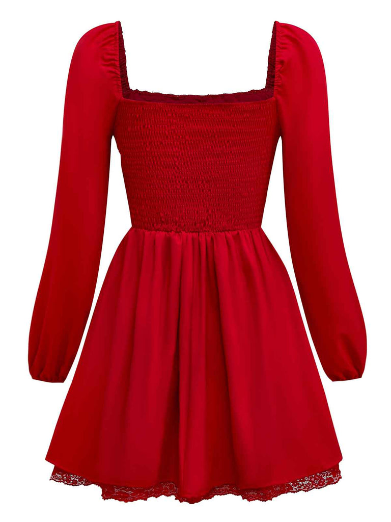 1950s Solid Bow Tie Lace Gothic Dress - vintage dress, retro fashion, rockabilly