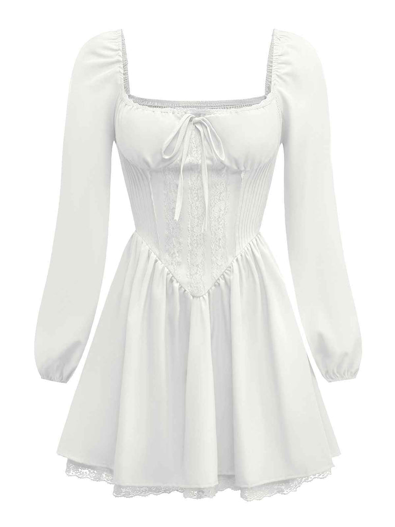 1950s Solid Bow Tie Lace Gothic Dress, vintage dress, retro fashion, rockabilly, pin-up fashion - perfect for women who love vintage and retro fashion