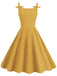 She slips into this 1950s Solid Bowknot Sleeveless Square Neck Dress and suddenly it's a 1950s daydream
