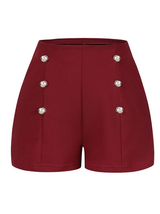 1950s Solid Button High Waisted Shorts, vintage fashion, retro style - perfect for women who love vintage and retro fashion