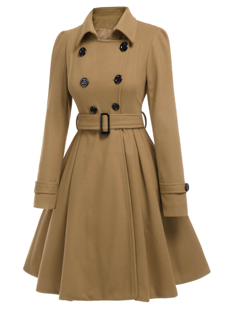 1950s Solid Color Lapel Slim Coat, vintage jacket, retro coat, classic outerwear, women, elegant
