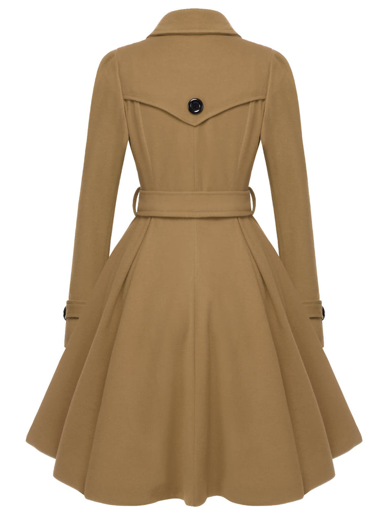 1950s Solid Color Lapel Slim Coat, vintage jacket, retro coat, classic outerwear, women, elegant