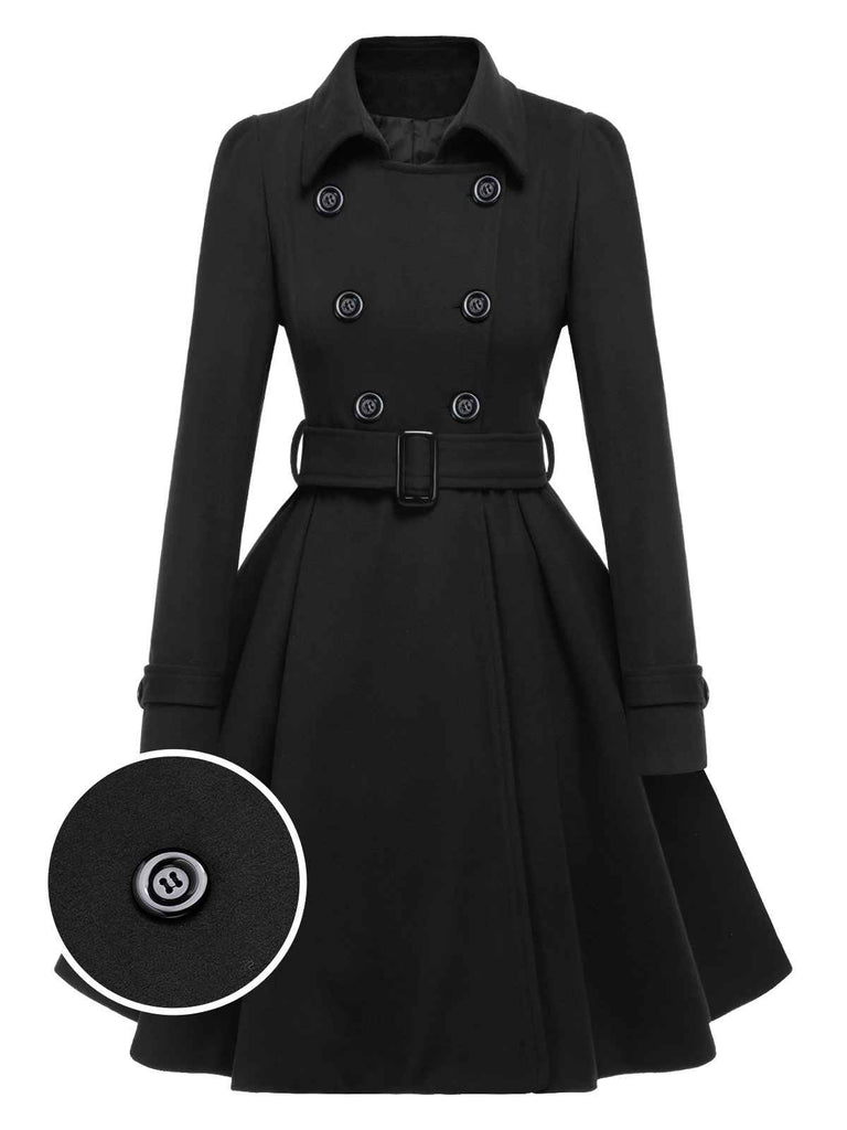 She throws on this 1950s Solid Color Lapel Slim Coat and the city feels like 1950s Paris