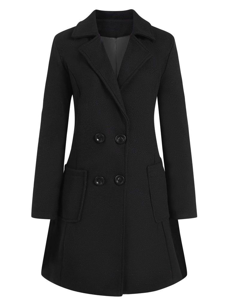 1950s Solid Double Breasted Lapel Skater Coat, vintage coat, retro outerwear - perfect for women who love vintage and retro fashion