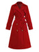 1950s Solid Double-Breasted Lapel Trench Coat - vintage fashion, retro style