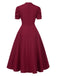 1950s Solid Empire Waist V-Neck Puff Sleeves Dress, vintage dress, retro fashion, rockabilly, pin-up fashion - perfect for women who love vintage and retro fashion