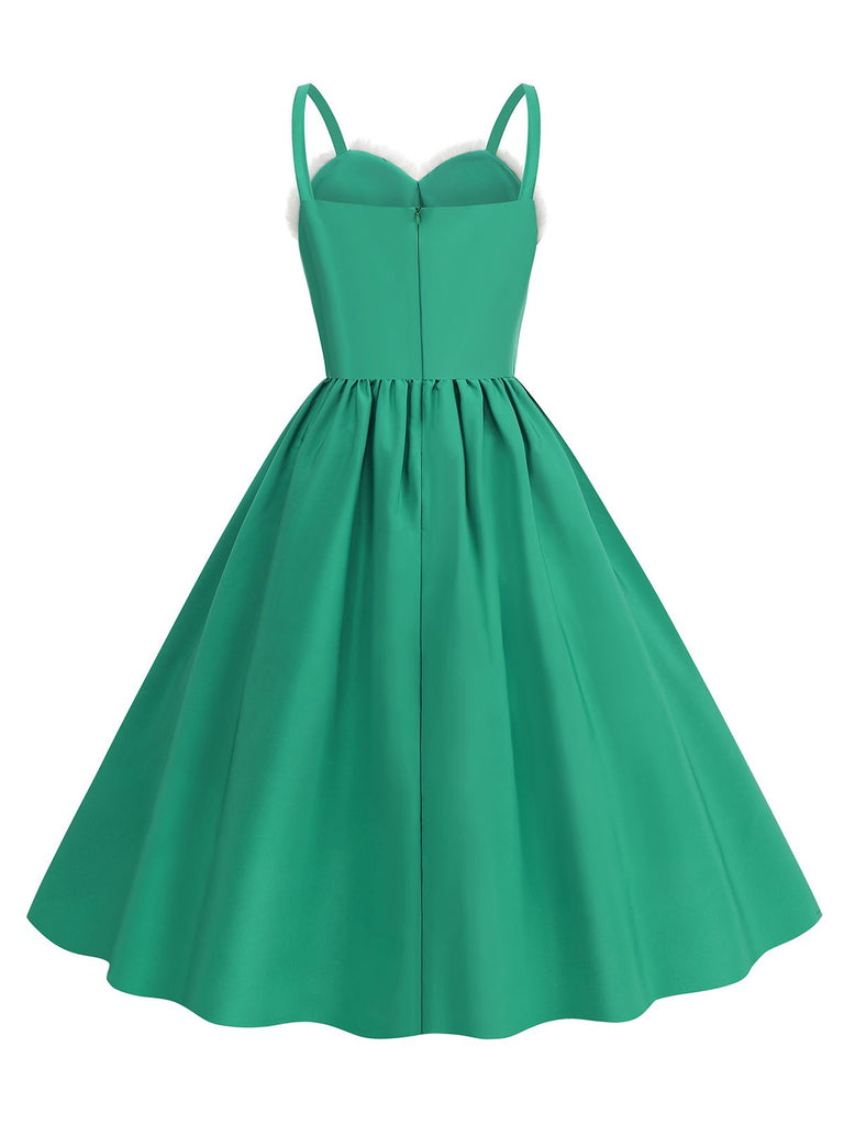 She slips into this 1950s Solid Fur Collar Christmas Dress and suddenly it's a 1950s daydream