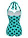 Red 1950s Solid Gathered Halter Swimsuit, vintage swimsuit, pin-up swimwear - perfect for women who love vintage and retro fashion