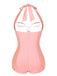 1950s Solid Gathered Halter Swimsuit - vintage swi