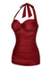 1950s Solid Gathered Halter Swimsuit: beautiful vi