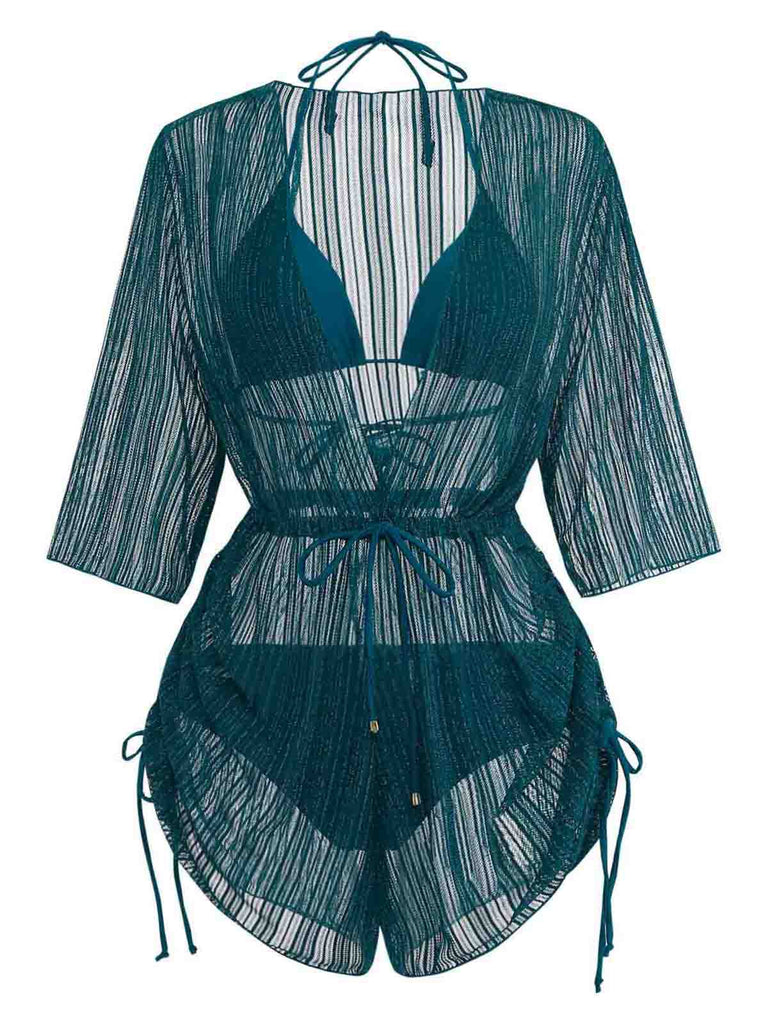 1950s-Solid-Halter-Bikini-Set-Shimmer-Cover-Up, vintage, retro, swimwear