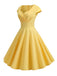 1950s Solid Heart Neck Short Sleeve Dress: where 1950s romance meets her modern spirit
