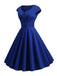 This 1950s Solid Heart Neck Short Sleeve Dress wraps her in 1950s elegance, one twirl at a time