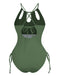 1950s Solid Keyhole Collar Cross-Bind Swimsuit — because 1950s glamour never goes out of style