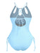 1950s Solid Keyhole Collar Cross-Bind Swimsuit — because 1950s glamour never goes out of style