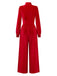 1950s Solid Keyhole High Neck Velvet Jumpsuit - vintage jumpsuit, retro fashion