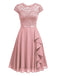 1950s Solid Lace Round Neck Patchwork Dress: timeless style reimagined