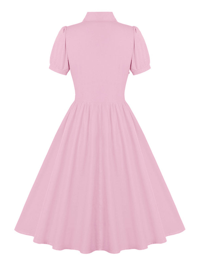 1950s Solid Lapel Buttons Swing Dress, vintage dress, retro fashion, rockabilly, pin-up fashion - perfect for women who love vintage and retro fashion