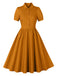 1950s Solid Lapel Buttons Swing Dress, vintage dress, retro fashion, rockabilly, pin-up fashion - perfect for women who love vintage and retro fashion