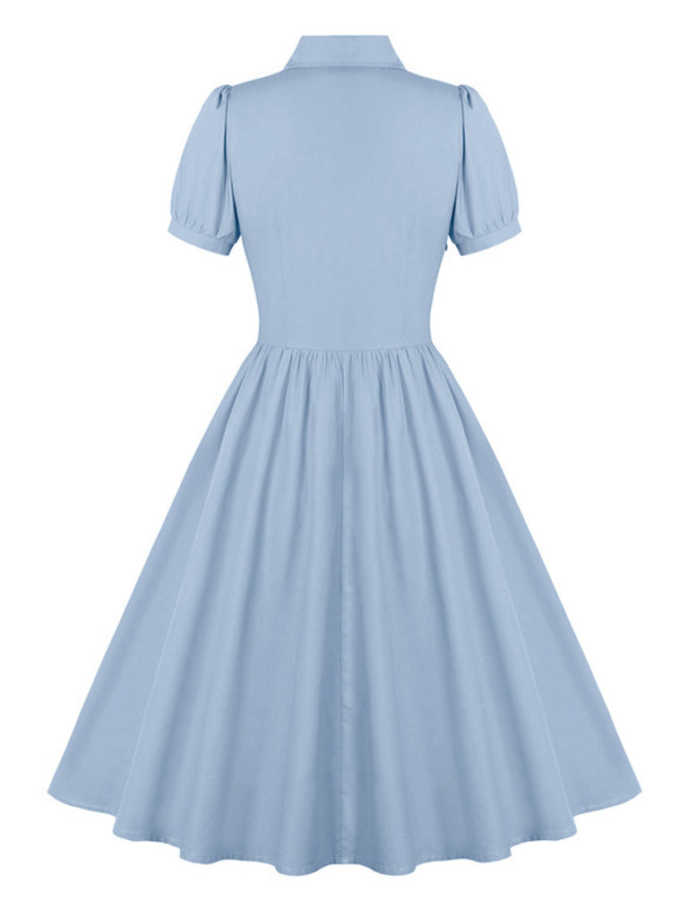 1950s Solid Lapel Buttons Swing Dress, vintage dress, retro fashion, rockabilly, pin-up fashion - perfect for women who love vintage and retro fashion