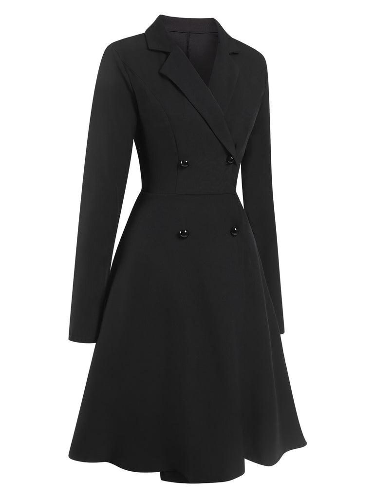 1950s Solid Lapel Double Breasted Trench Coat - vintage fashion, retro style