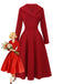 1950s Solid Lapel High Waist Swing Dress - vintage dress, retro fashion, rockabilly