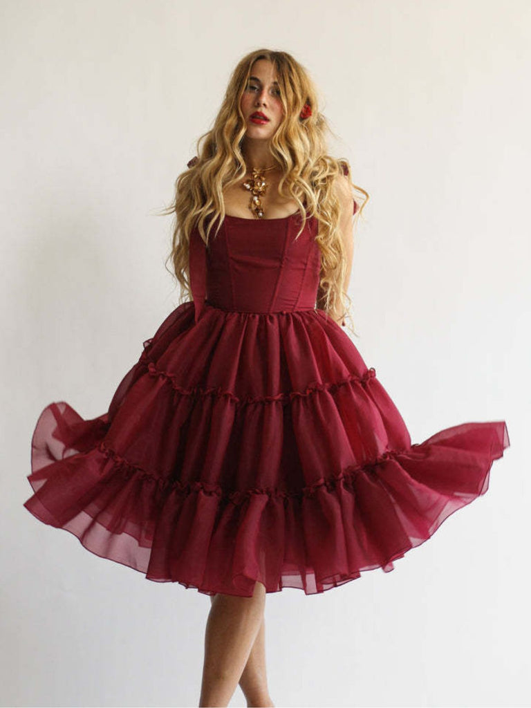 1950s Solid Multi-Layered Ruffle Tulle Dress - vintage dress, retro fashion, rockabilly