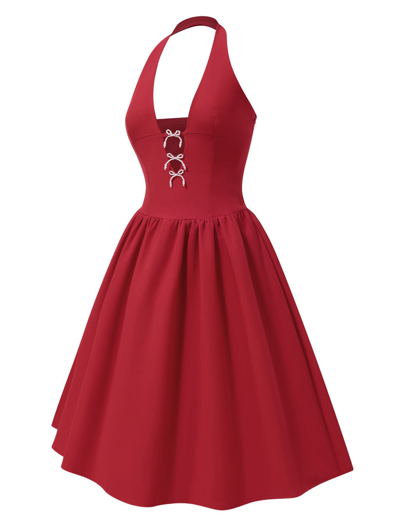 1950s Solid Pearl Bow Halter | 1950s | vintage dress, retro fashion