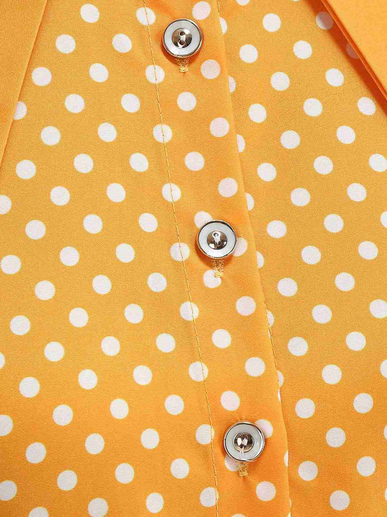1950s Solid Polka Dot Shirt Collar Belted Swing Dress | vintage dress, retro fashion, elegant style - perfect for retro fashion enthusiasts