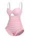 1950s Solid Ruched Swimsuit — 1950s poolside glamour meets sun-drenched confidence