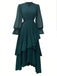 1950s Solid Ruffled Hem Pleated Dress - vintage dress, retro fashion, rockabilly