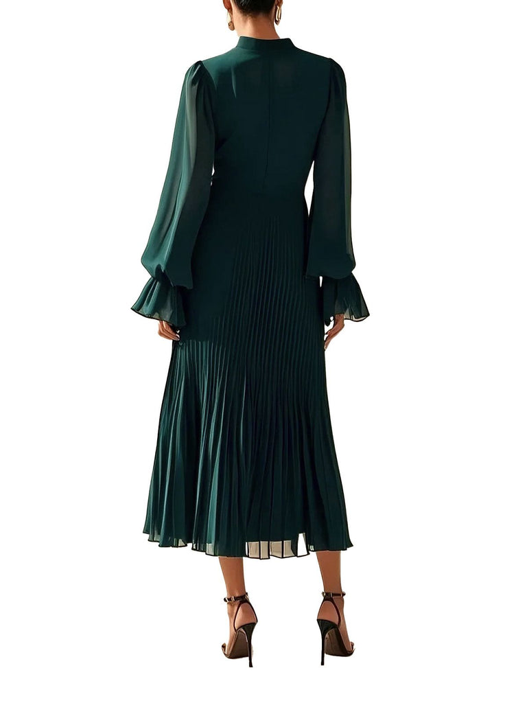 1950s Solid Ruffled Hem Pleated Dress - vintage dress, retro fashion, rockabilly