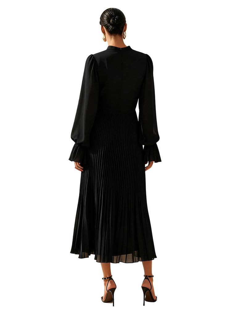 1950s Solid Ruffled Hem Pleated Dress - vintage dress, retro fashion, rockabilly