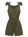 She finds her 1950s story in this 1950s Solid Shoulder Tie Sleeveless Romper