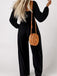 1950s Solid Square Neck Smocked Long Jumpsuit - vintage jumpsuit, retro fashion
