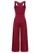 1950s Solid Square Neck Wide Strap Jumpsuit - vintage jumpsuit, retro fashion