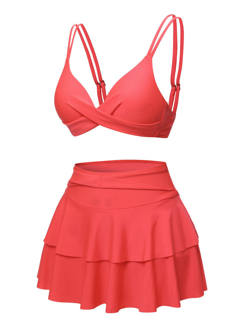 1950s Solid Suspender Skirt Swimsuit, vintage skirt, retro style - perfect for women who love vintage and retro fashion