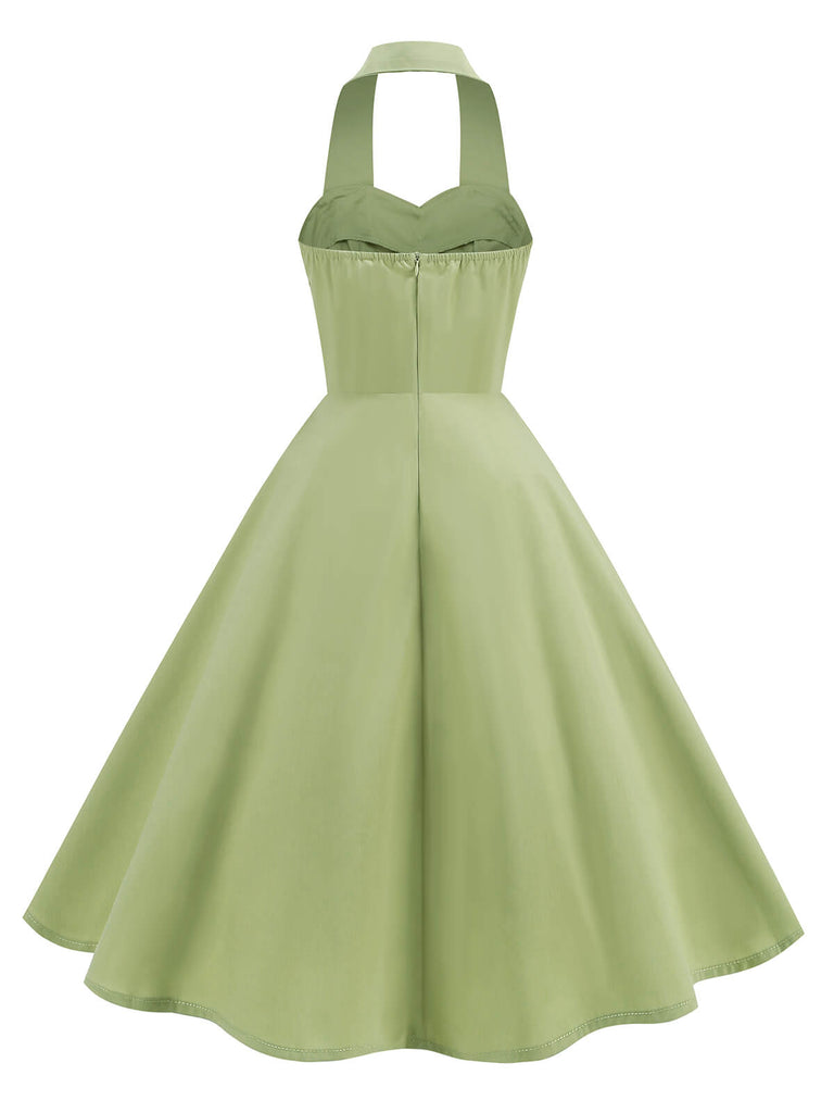 1950s Solid Sweetheart Neck Halter Dress: where 1950s romance meets her modern spirit