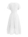 1950s-Solid-V-Neck-Ruffle-Sleeve-Chiffon-Asymmetrical-Dress, vintage, retro, dress