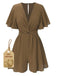 1950s Solid V-Neck Cotton Flounce Sleeve Romper - vintage jumpsuit, retro fashion