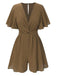 1950s Solid V-Neck Cotton Flounce Sleeve Romper: timeless 1950s elegance she makes her own
