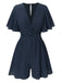 1950s Solid V-Neck Cotton Flounce Sleeve Romper — 1950s vintage charm for her modern wardrobe
