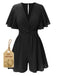 1950s Solid V-Neck Cotton Flounce Sleeve Romper — 1950s vintage charm for her modern wardrobe