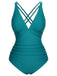 1950s Solid V-Neck One-Piece Swimsuit — because 1950s glamour never goes out of style
