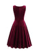 1950s Solid V-Neck Pleated Velvet Dress, vintage dress, retro fashion, rockabilly, pin-up fashion - perfect for women who love vintage and retro fashion
