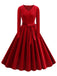 She slips into this 1950s Solid Velvet V-Neck Swing Dress and suddenly it's a 1950s daydream
